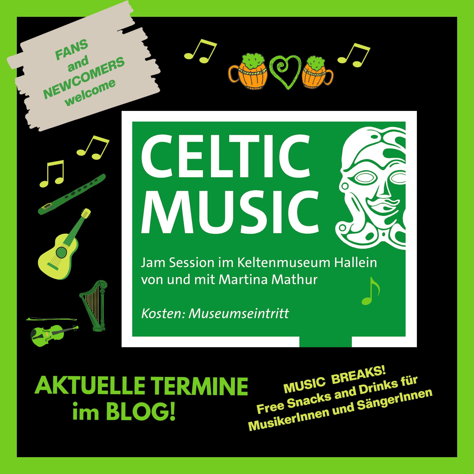 Erfahre mehr über die CELTIC MUSIC JAMSESSION im KELTENMUSEUM HALLEIN!